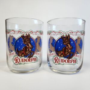 VTG 90s Rudolph The Red Nose Reindeer Christmas‎ Glasses Christmas Gifts Decor